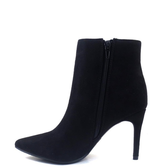 Pointy Toe Faux Suede Ankle Mid Heel Bootie - Picture 3 of 3